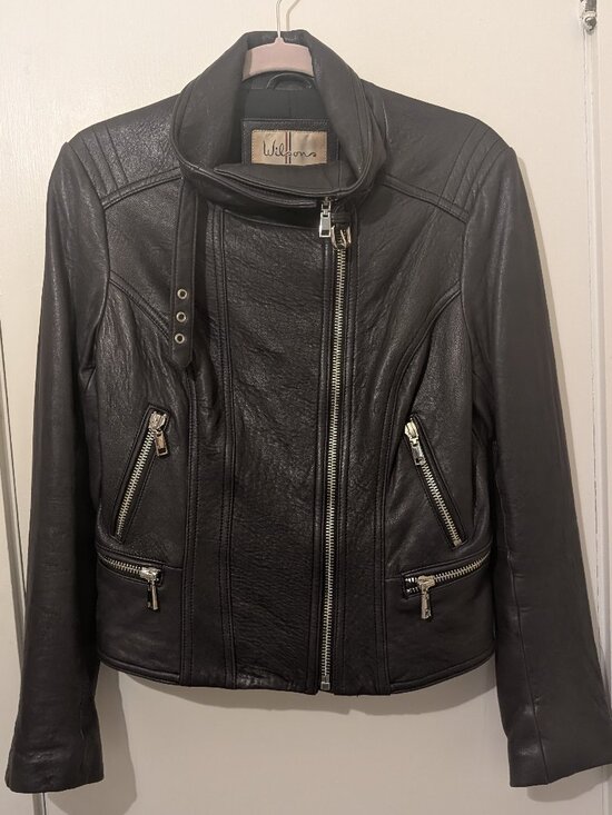 Wilsons Leather Jackets & Blazers - Wilson's Navy Blue Womens Size M Vintage Looking Leather Jacket